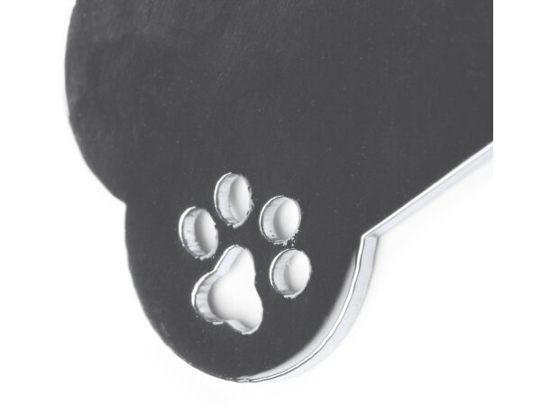 Llavero Chop plata con forma de hueso y detalle de huella Plata detalle 1