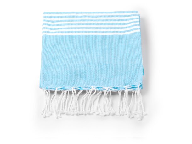 Toalla pareo Calais algodón poliéster 180x90 cm flecos anudados Royal claro detalle 3
