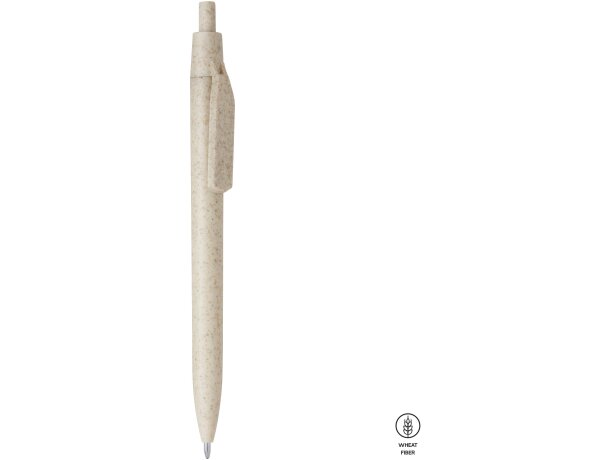 Bolígrafos ecológicos con pulsador de fibra de trigo tinta azul Jade Crudo detalle 1