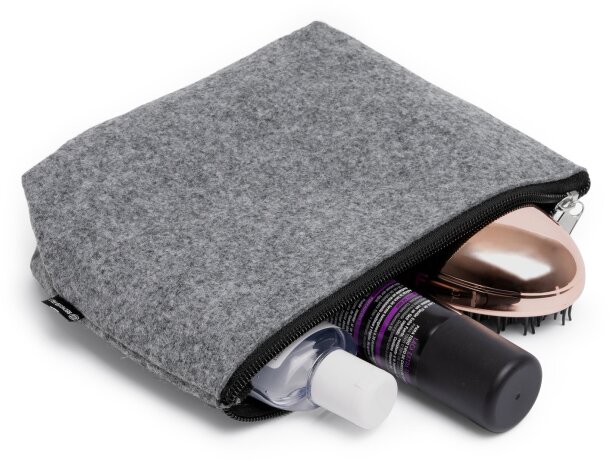 Neceseres personalizables con cremalllera fieltro reciclado Avira Gris detalle 2