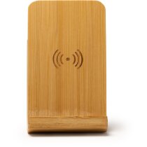 Portalápices Kodix bambú con carga inalámbrica 10W y logo