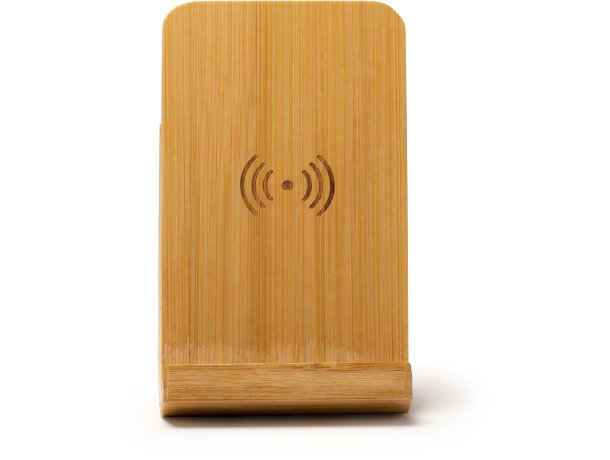 Portalápices Kodix bambú con carga inalámbrica 10W y logo Crudo detalle 3