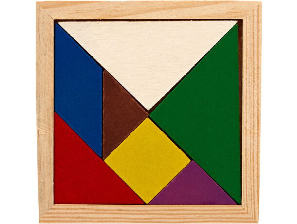Puzzle tangram Leis en madera natural con 7 piezas y manual Crudo detalle 5
