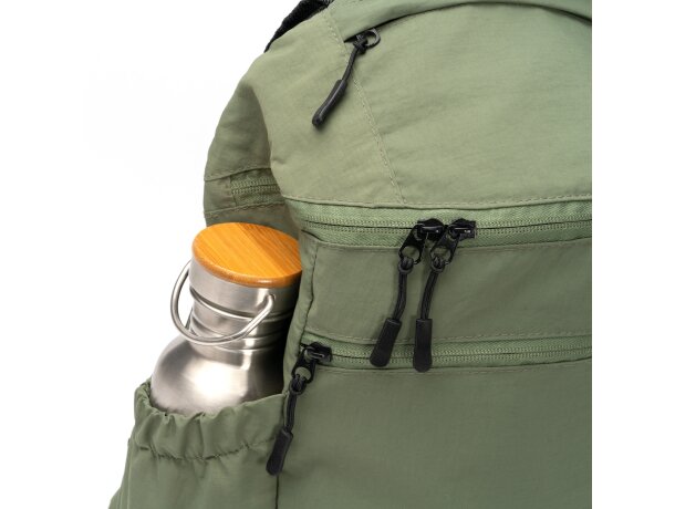 Mochila Troyer de nylon ripstop taslon con bolsillos laterales Negro detalle 1