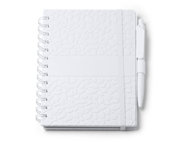 Libretas de anillas extracto de piedra con tapa rígida y boligrafo a juego Blanco detalle 4