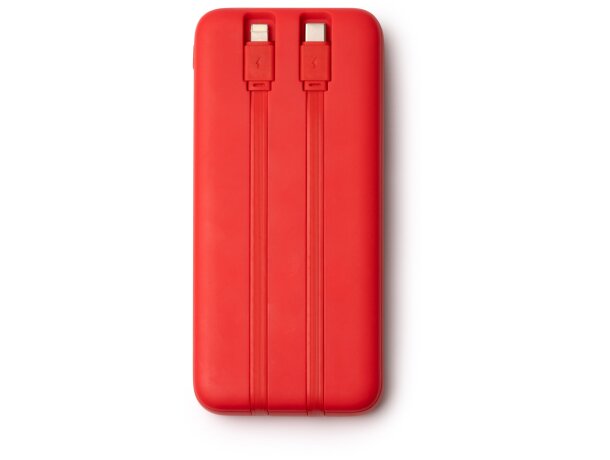 Batería externa Conway 10000 mah con cables tipo c y lightning Blanco detalle 2