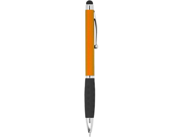 Bolígrafo con puntero táctil original de plástico metalizado tinta azul Semenic Naranja detalle 12