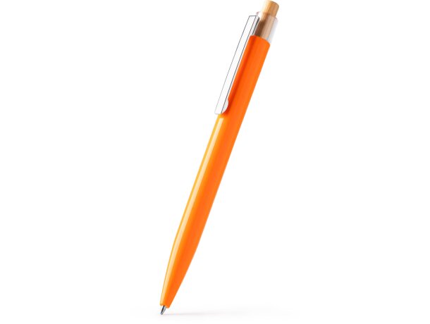 Bolígrafo Diken con bambú y ABS reciclado Blanco detalle 3