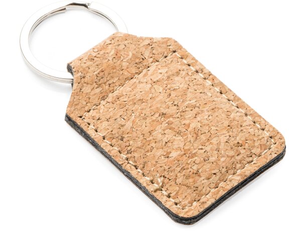 Llaveros ecológicos con estilo clásico Hibis de corcho natural y anilla metálica Rectangular detalle 3