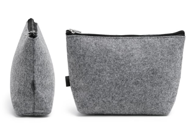 Neceseres personalizables con cremalllera fieltro reciclado Avira Gris detalle 4