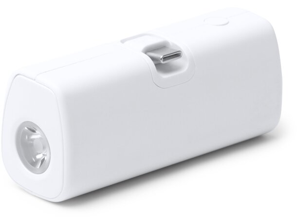 Batería externa Biper 5000 mah de abs reciclado con linterna Blanco detalle 5