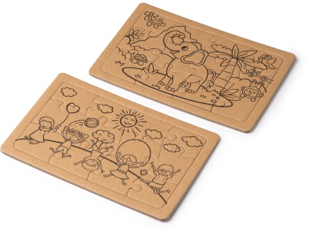 Set de puzzles Zeon en cartón reciclado con caja kraft Crudo detalle 4