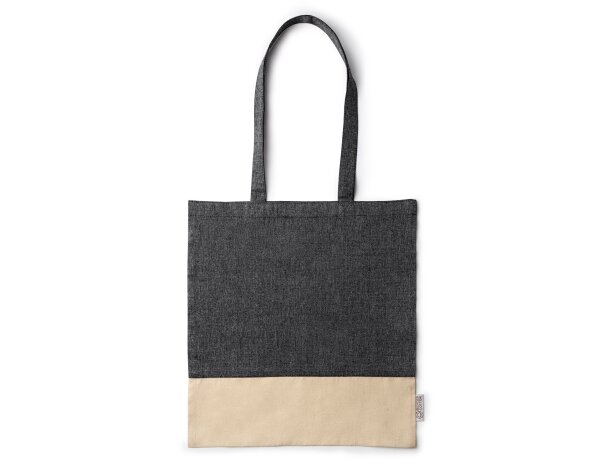 Bolsa Palmira personalizada algodón reciclado asas largas 38x42 Negro detalle 2