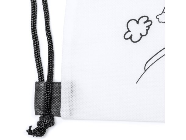Mochila infantil publicitaria de cuerdas non-woven Turcaz Blanco detalle 4