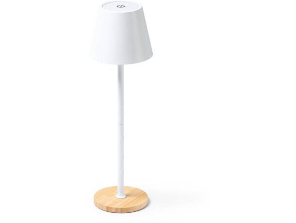 Lámpara led Barrow regulable con base de bambú natural Blanco detalle 4