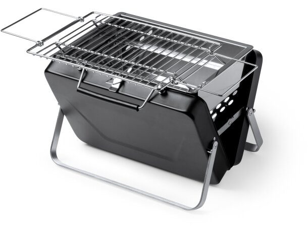 Barbacoa portátil Rulot con parrilla abatible y diseño maletín Negro detalle 6