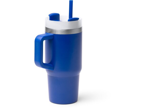Taza Gotex acero inoxidable reciclado con asa y pajita Blanco detalle 3