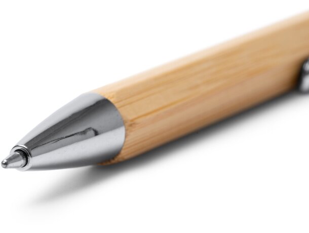 Bolígrafo Alister Natural de bambú con pulsador y tinta azul Crudo detalle 1