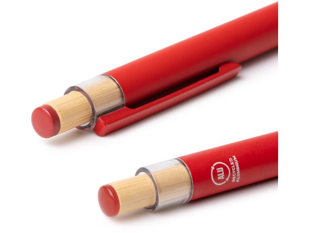 Bolígrafo Kean aluminio reciclado y bambú con puntero Blanco detalle 2