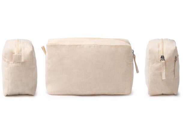 Neceser Mody de algodón 100% con doble bolsillo funcional Crudo detalle 2