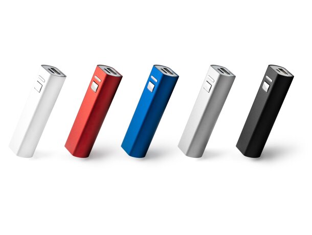 Powerbank corporativo 2600 mAh de aluminio Bony Blanco detalle 3