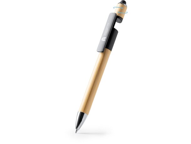 Bolígrafo bambú Heting negro multifunción con puntero táctil Negro detalle 5