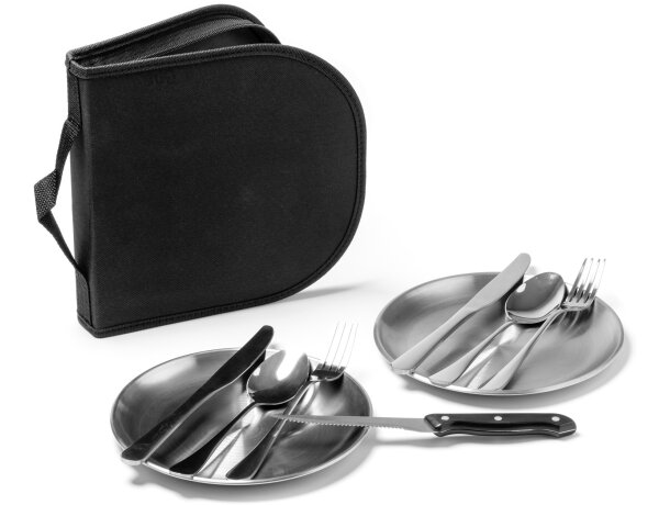 Set de cubiertos Trivor con funda de transporte en RPET Negro detalle 4