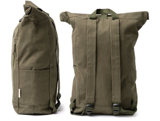 Mochila Teko de algodón reciclado con compartimento extensible Negro detalle 3