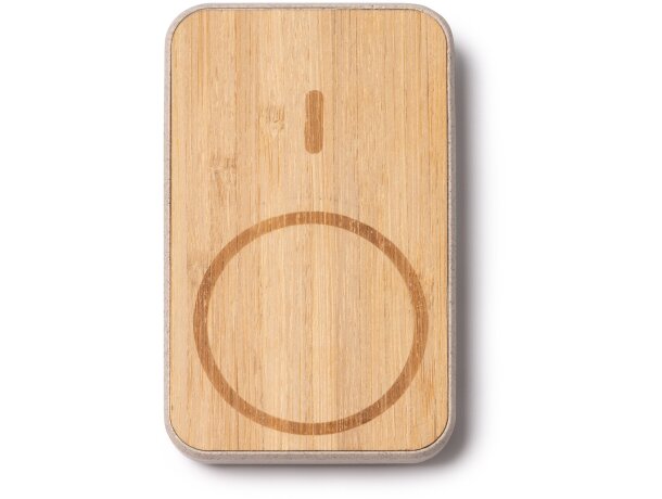 Powerbank 5000 mah de bambú Brener Crudo detalle 7