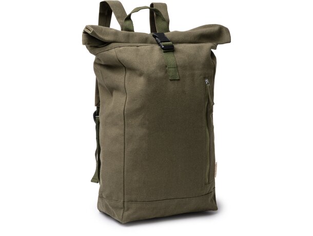 Mochila Teko de algodón reciclado con compartimento extensible Negro detalle 4