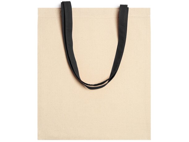 Bolsa de algodón Veneto con asas largas de 70 cm Negro detalle 3