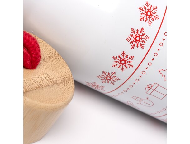 Bidón Melow 500ml acero inoxidable tapa bambú caja eco Blanco detalle 2