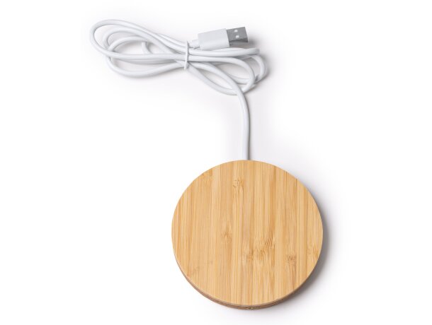 Furax cargador inalámbrico 10W bambú corcho cable tipo C Crudo detalle 5