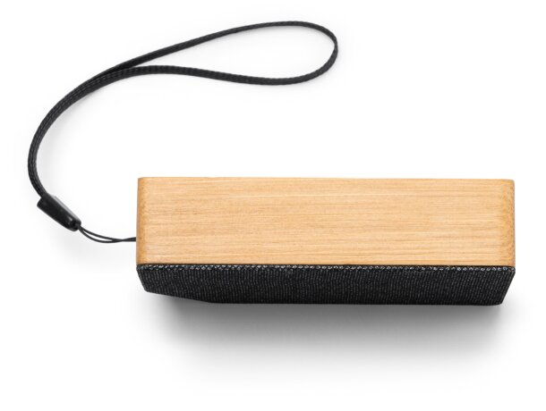 Altavoz bluetooth Yunker con carga solar y bambú natural Crudo detalle 3
