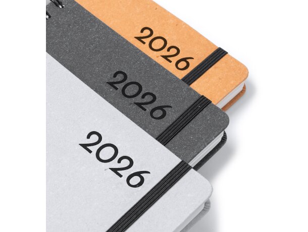 Agenda Kurtis cuero reciclado con anillas A5 día página Negro detalle 1