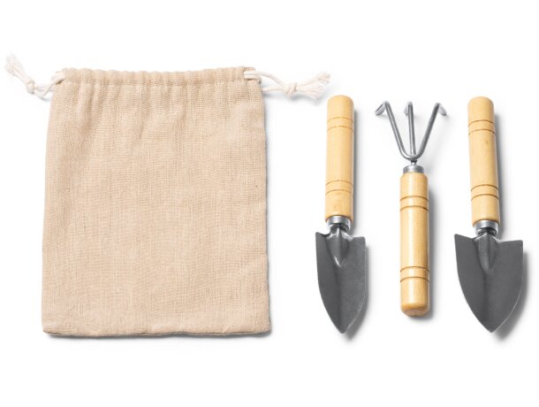 Set jardinería Crocus con acero inoxidable y bambú natural Crudo detalle 1