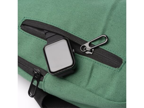 Mochila Valar de algodón canvas reciclado con bolsillos Negro detalle 2