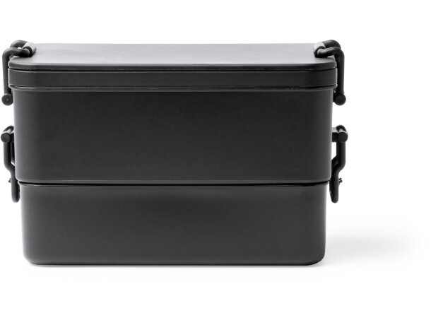 Fiambrera Kady con compartimentos encajables y cubiertos Negro detalle 3