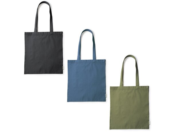 Bolsa ecológica asas largas de tela de cañamo 200 g/m2 Serpa Negro detalle 2