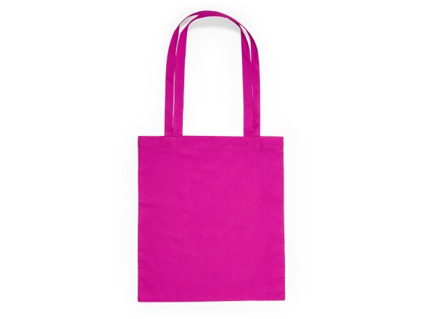 Bolsas de algodón personalizadas de asas largas reforzadas a color 105 g/m2 Fucsia detalle 16