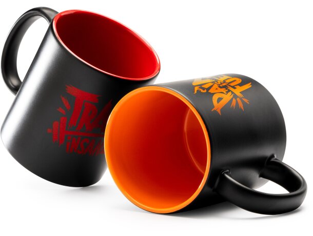Taza con logo con interior a color cerámica Macha Amarillo detalle 1