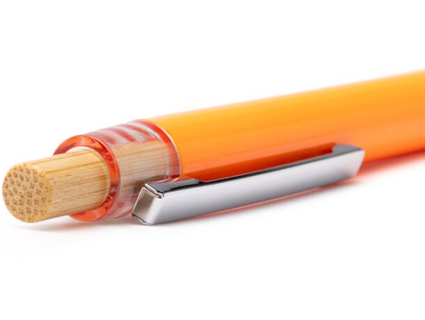 Bolígrafo Diken con bambú y ABS reciclado Blanco detalle 2