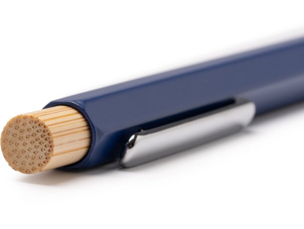 Bolígrafo Salom de bambú natural con clip cromado y carga jumbo Blanco detalle 2