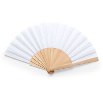 Abanico de tela con varillas de madera y colores variados