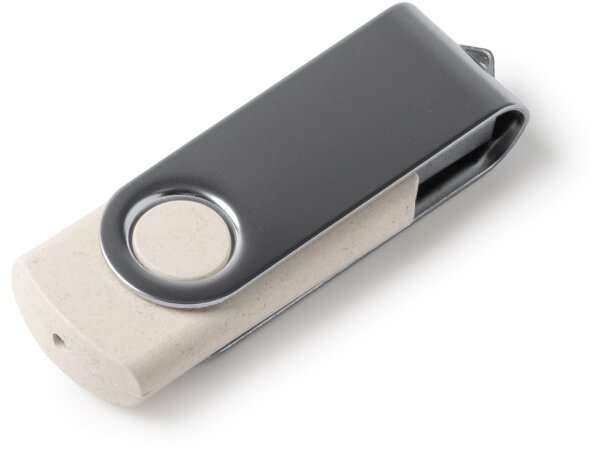 Memoria USB VENAK 16 GB fibra de trigo con clip giratorio Crudo detalle 1