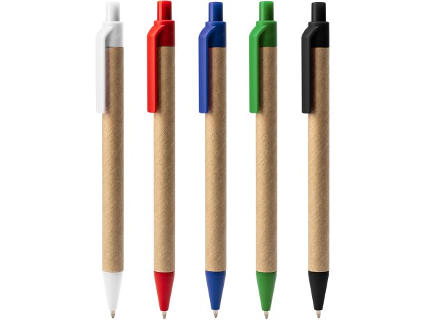 Bolígrafo Alder de cartón reciclado con PLA biodegradable azul Blanco detalle 3