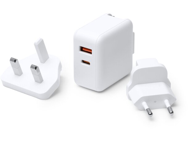 Adaptador enchufe universal de viaje BAPEK con USB y tipo C Blanco detalle 4