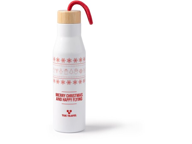 Bidón Melow 500ml acero inoxidable tapa bambú caja eco Blanco detalle 4