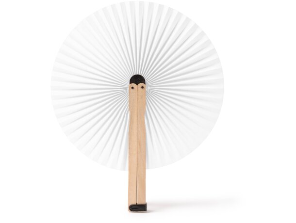 Abanico plegable Tao de madera natural personalizable Blanco detalle 5