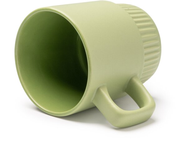 Taza cerámica Longi con asa ergonómica y base biselada Beige detalle 1